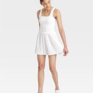 White Pleated Women's activewear dress